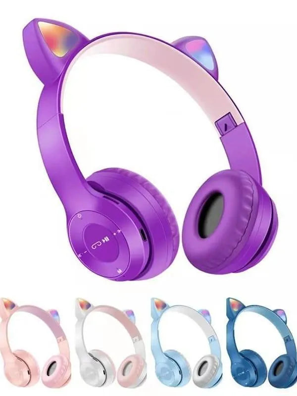 Cat Ears Bluetooth Headphones with LED Light