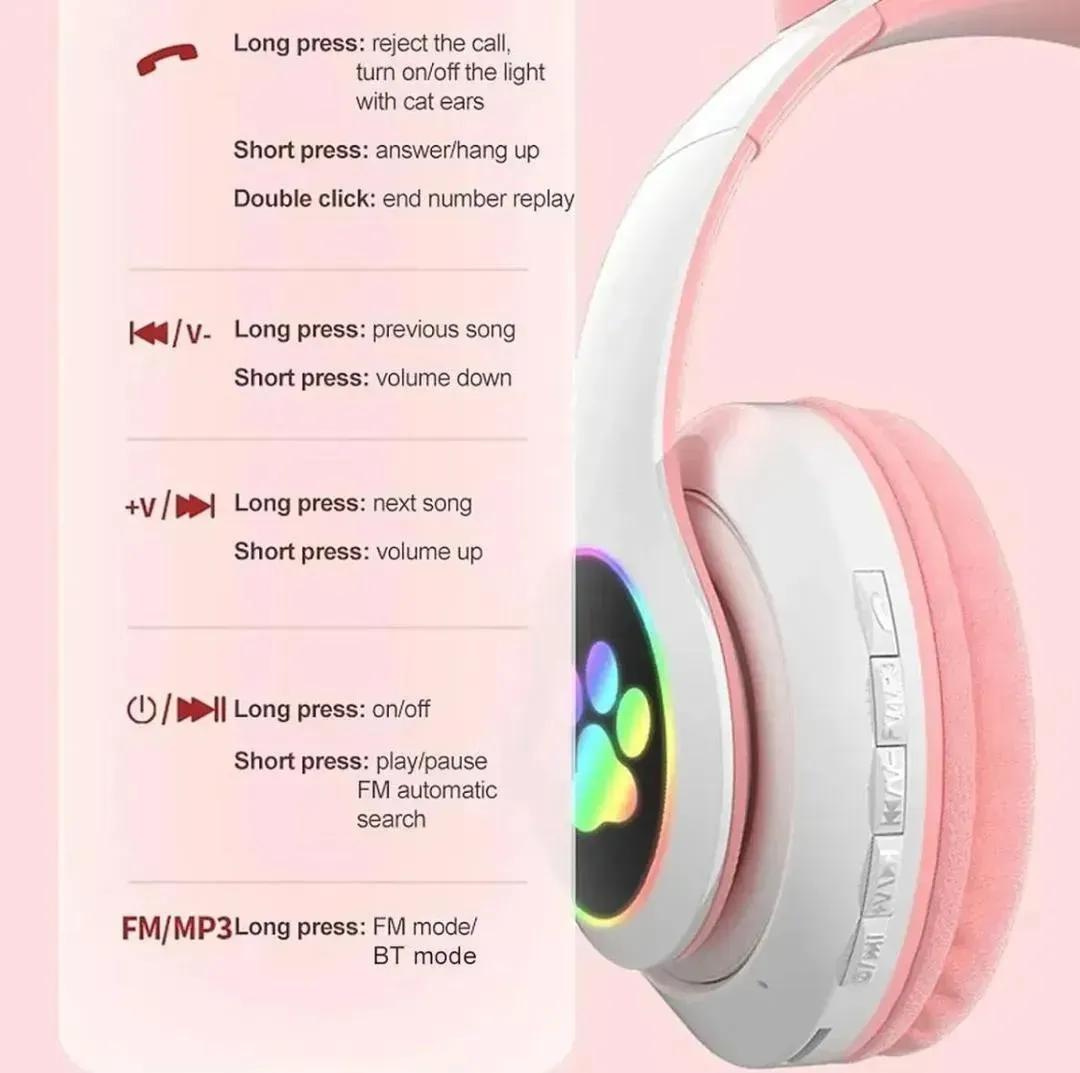 Multicolor Cat Earheadphones with LED Lights