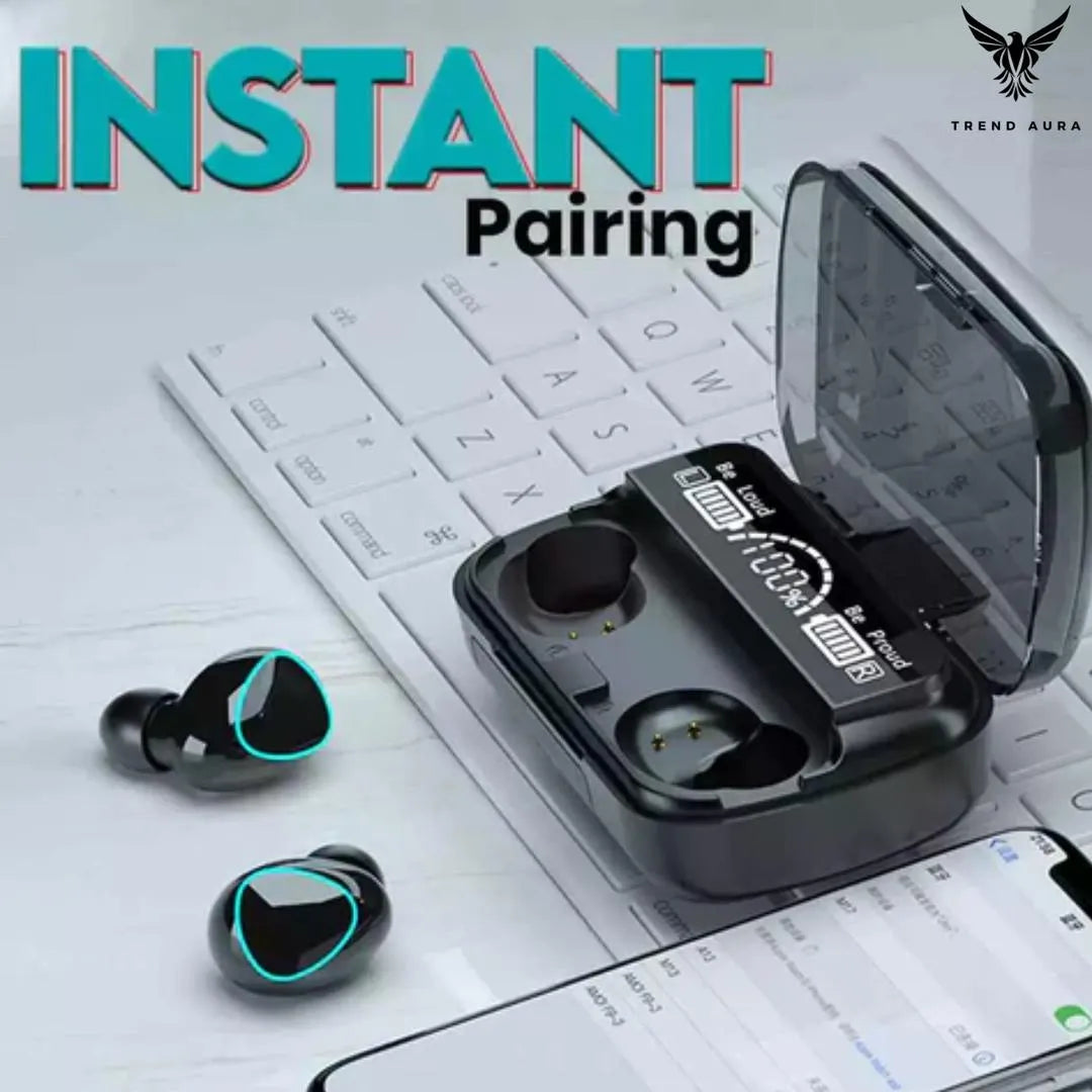 Wireless Earbuds Instant Pairing Black with Bass & Touch Controls M10