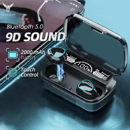 Wireless Earbuds Instant Pairing Black with Bass & Touch Controls M10