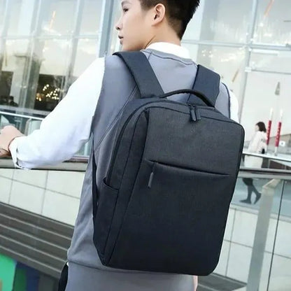 Black Laptop Backpack for Men Women, Nylon, Water Resistant, Adjustable Straps
