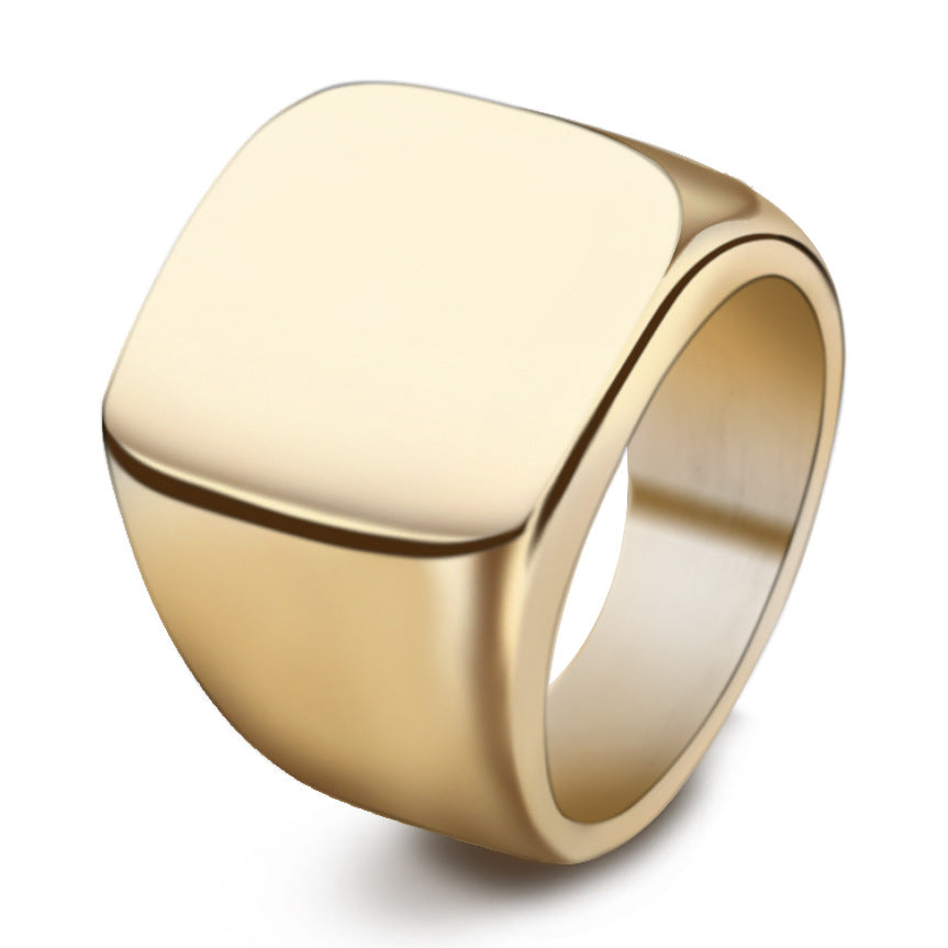 Retro Glossy Stainless Steel Ring 18mm Daily Wear